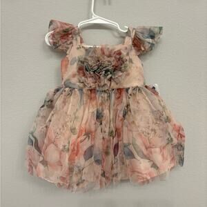 Girls Floral Tulle Formal Dress size 12M NWT